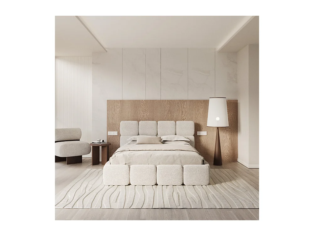 Lit coffre Delicato 180 x 200 cm avec sommier à lattes relevable Blanc