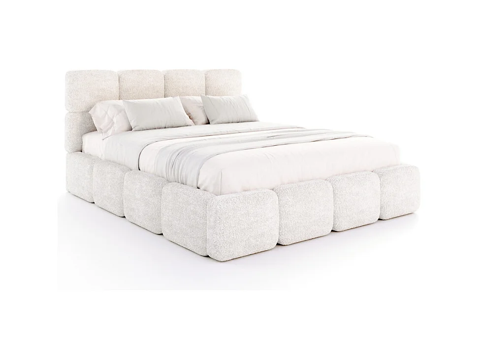 Lit coffre Delicato 180 x 200 cm avec sommier à lattes relevable Blanc