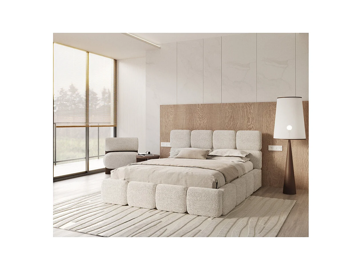 Lit coffre Delicato 180 x 200 cm avec sommier à lattes relevable Blanc