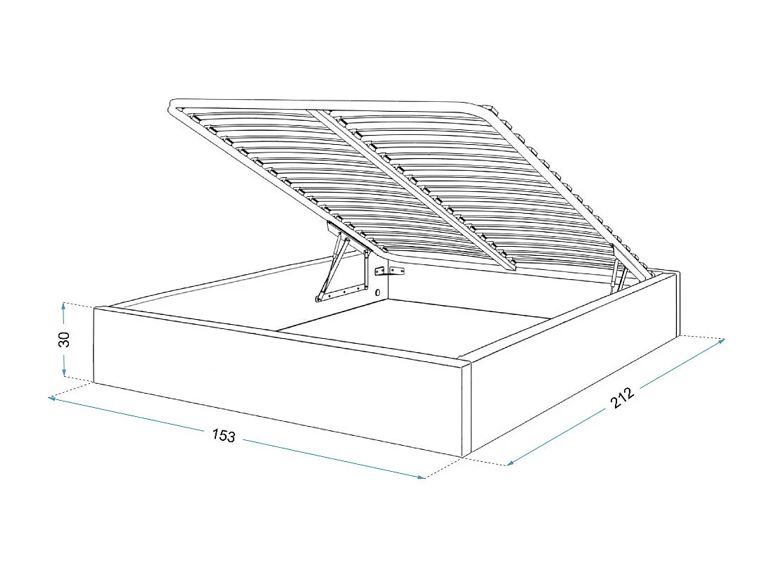 Lit coffre Orlane 140 x 200 cm avec sommier à lattes relevable Crème
