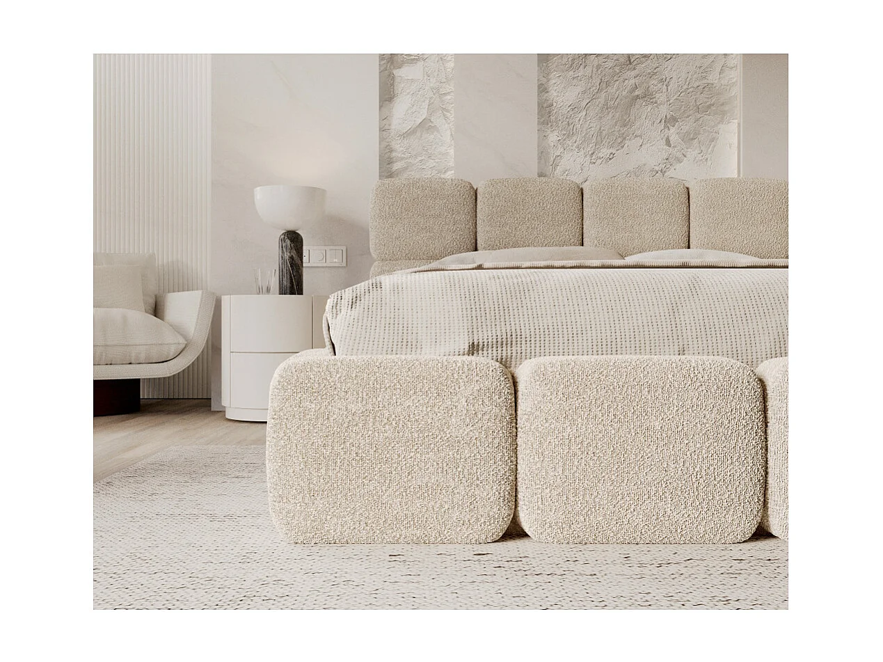 Lit coffre Delicato 180 x 200 cm avec sommier à lattes relevable Crème