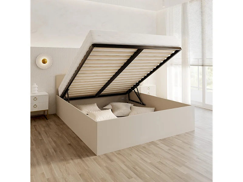 Lit coffre Paris 160 x 200 cm avec sommier à lattes relevable Cachemire