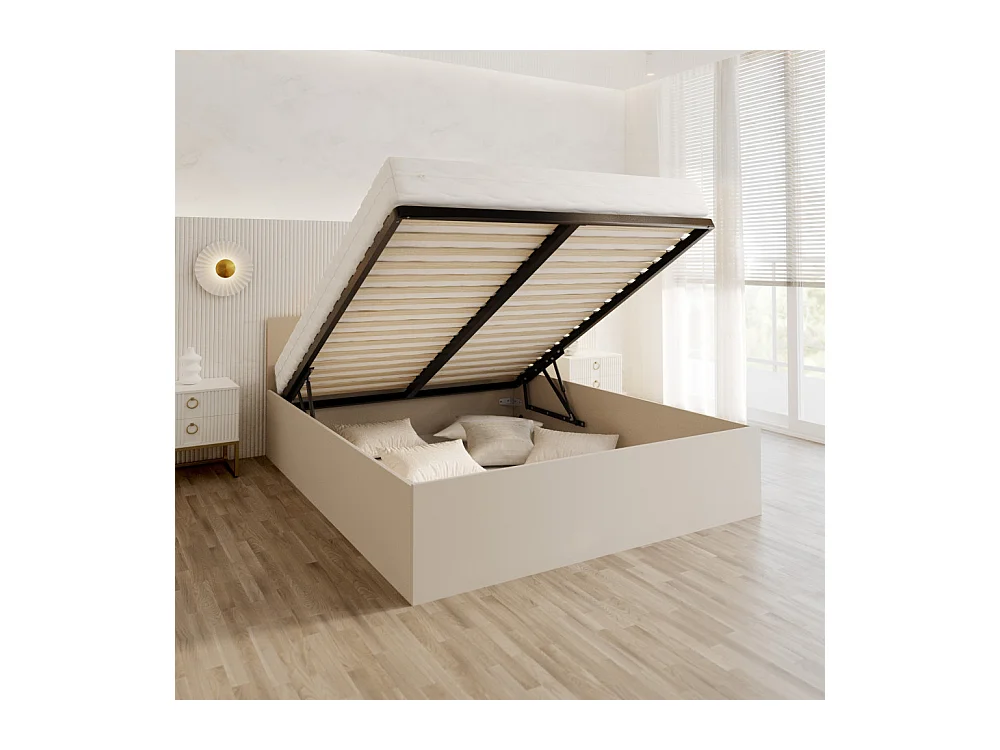 Lit coffre Paris 160 x 200 cm avec sommier à lattes relevable Cachemire