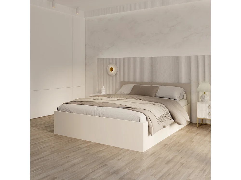 Lit coffre Paris 160 x 200 cm avec sommier à lattes relevable Cachemire