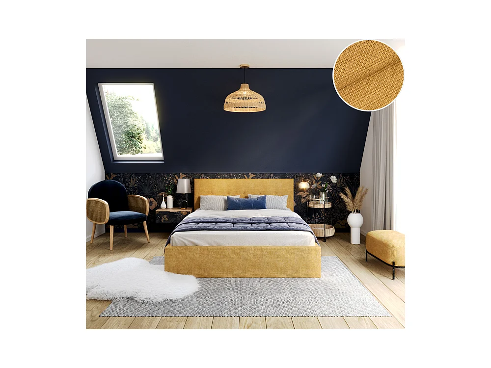 Lit coffre Tolsa 120 x 200 cm avec sommier à lattes relevable Jaune miel