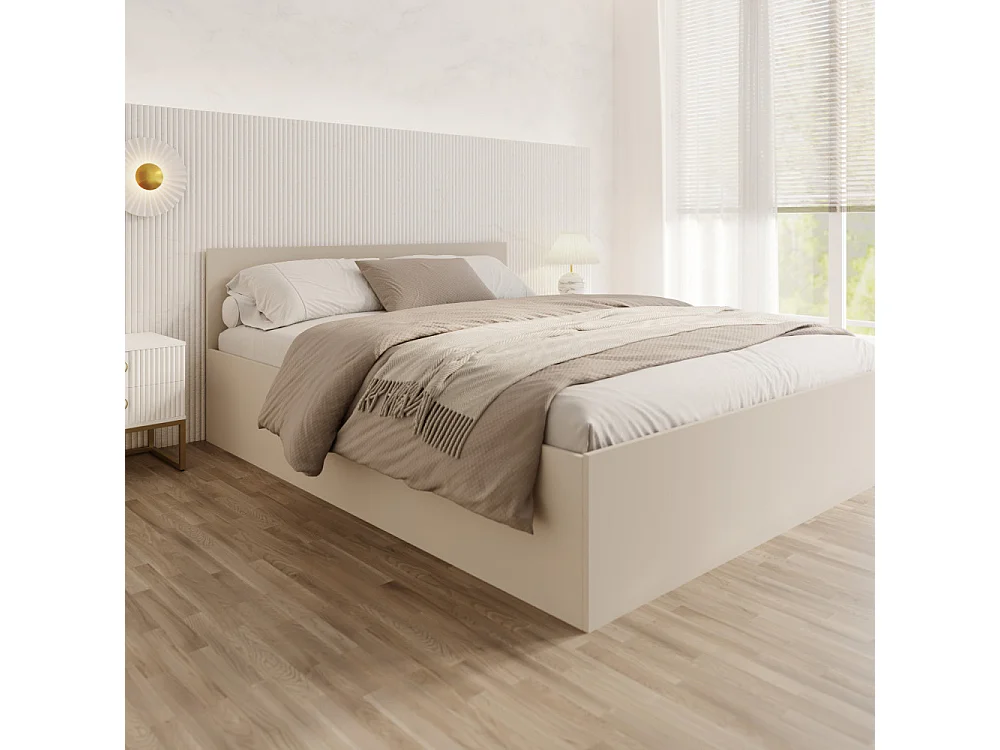 Lit coffre Paris 140 x 190 cm avec sommier à lattes relevable Cachemire