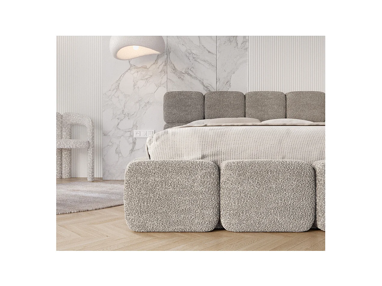 Lit coffre Delicato 140 x 190 cm avec sommier à lattes relevable Gris Clair
