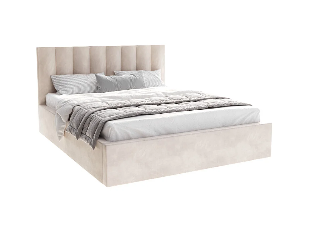 Lit coffre Lorado 140 x 190 cm avec sommier à lattes relevable Beige Foncé