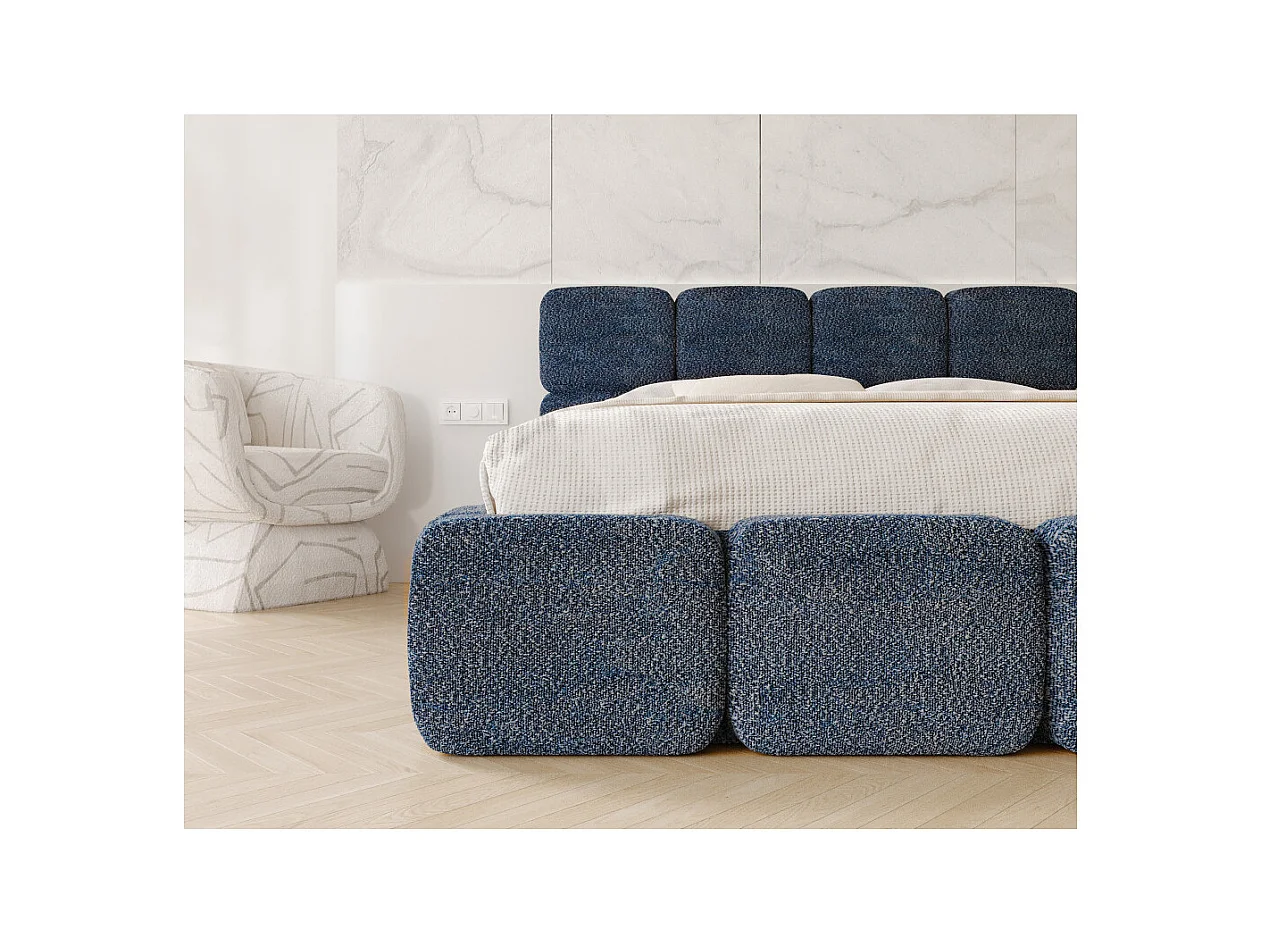 Lit coffre Delicato 160 x 200 cm avec sommier à lattes relevable Bleu marine