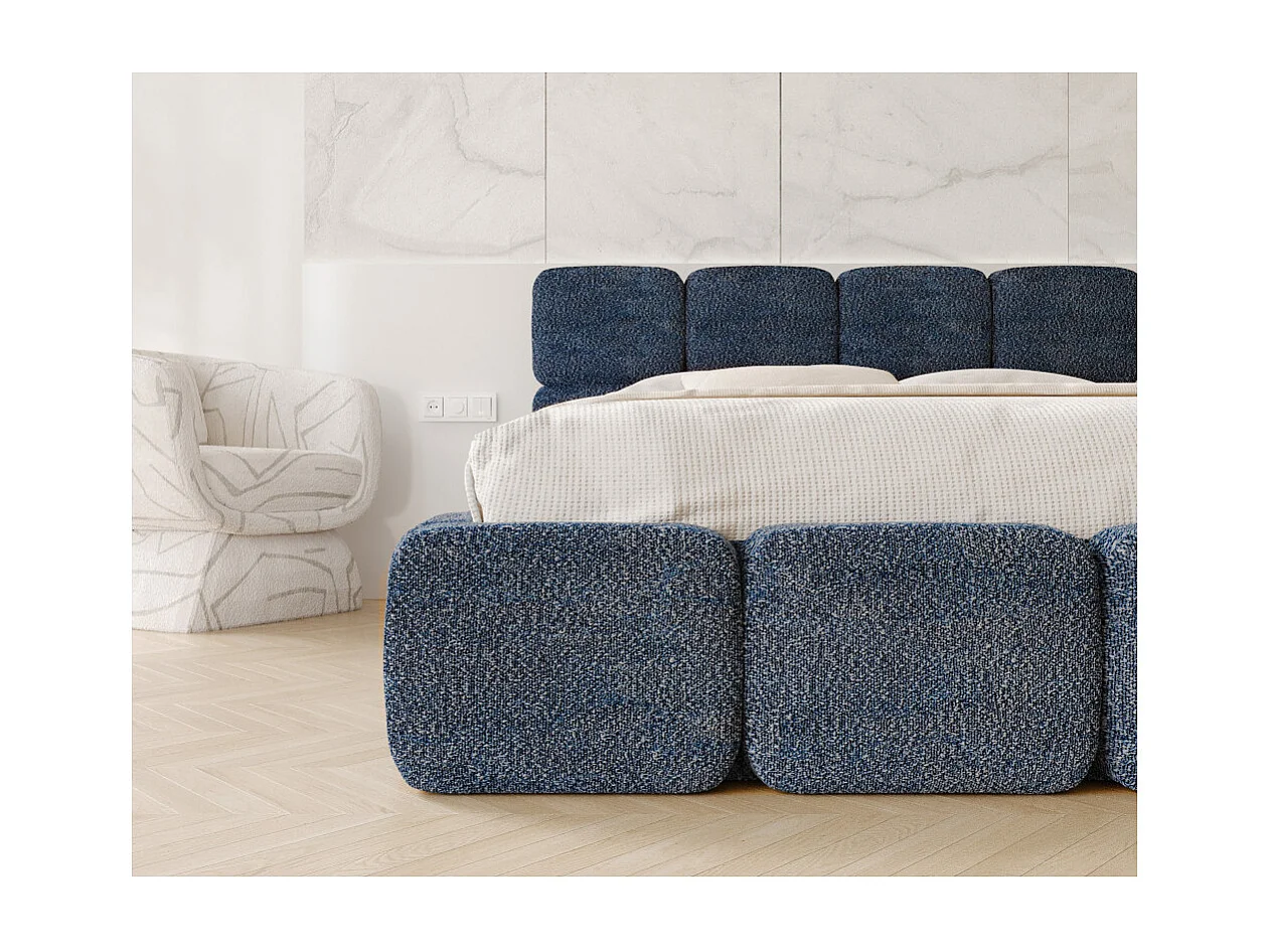 Lit coffre Delicato 160 x 200 cm avec sommier à lattes relevable Bleu marine