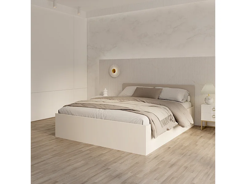 Lit coffre Paris 120 x 200 cm avec sommier à lattes relevable Cachemire