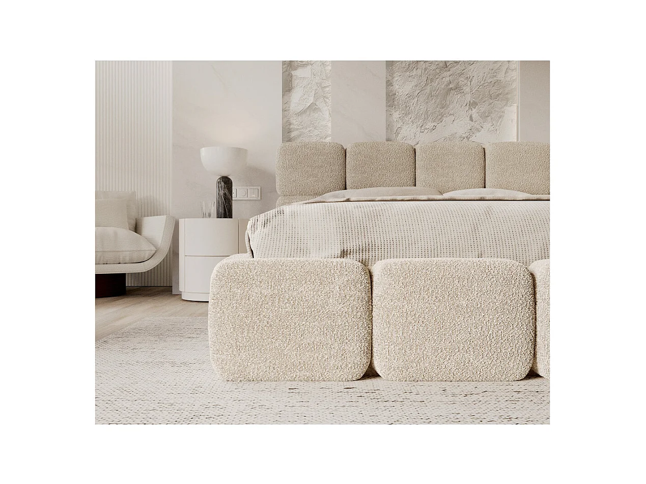 Lit coffre Delicato 140 x 190 cm avec sommier à lattes relevable Créme