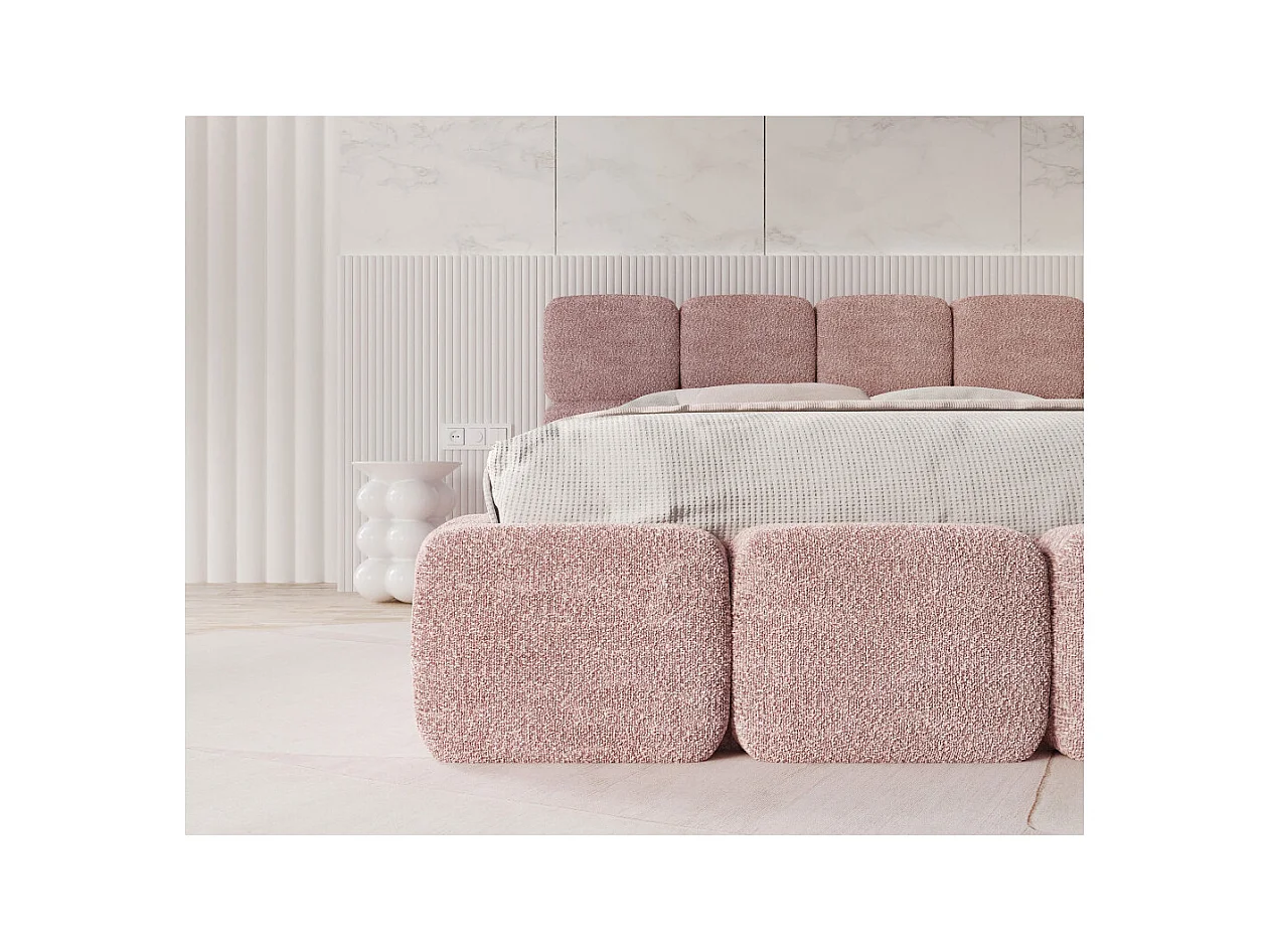 Lit coffre Delicato 140 x 190 cm avec sommier à lattes relevable Rose pâle