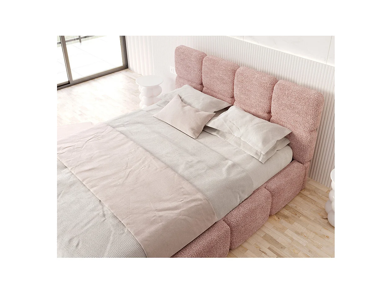 Lit coffre Delicato 140 x 190 cm avec sommier à lattes relevable Rose pâle