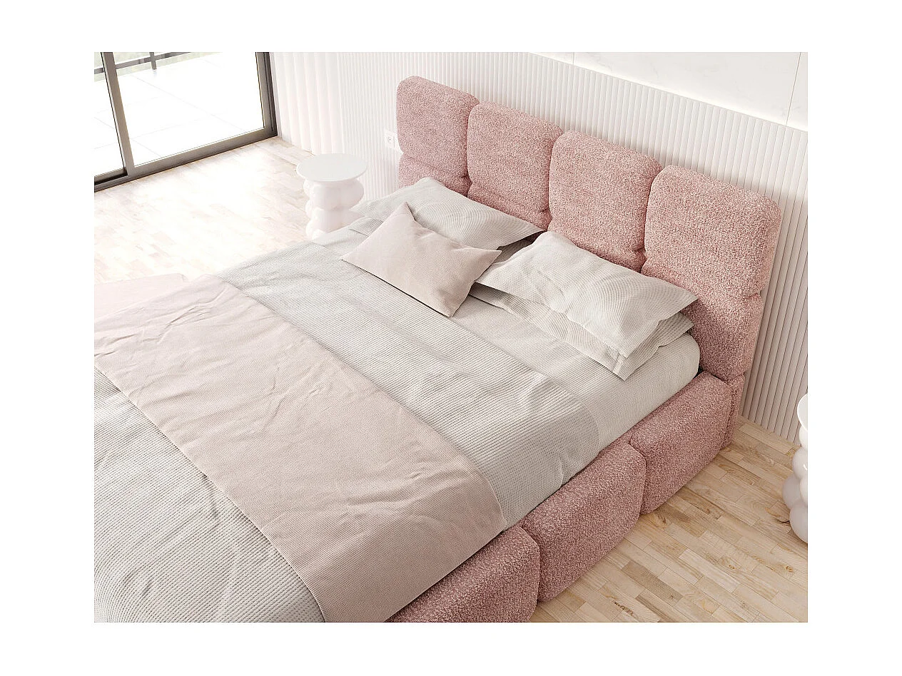 Lit coffre Delicato 140 x 190 cm avec sommier à lattes relevable Rose pâle