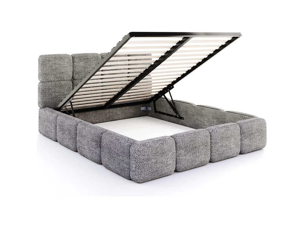Lit coffre Delicato 180 x 200 cm avec sommier à lattes relevable Gris Foncé