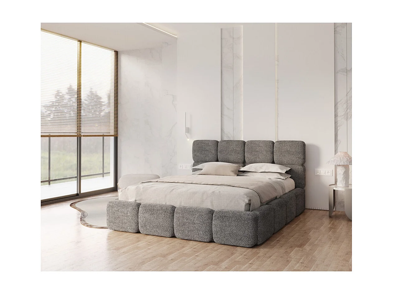 Lit coffre Delicato 180 x 200 cm avec sommier à lattes relevable Gris Foncé