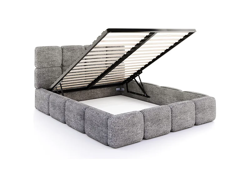Lit coffre Delicato 160 x 200 cm avec sommier à lattes relevable Gris Foncé