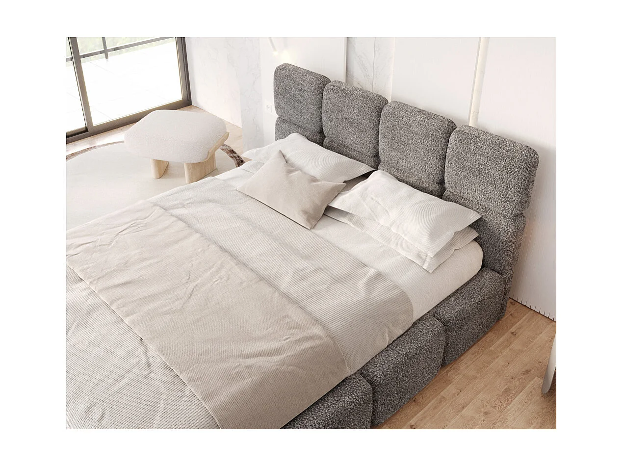 Lit coffre Delicato 160 x 200 cm avec sommier à lattes relevable Gris Foncé