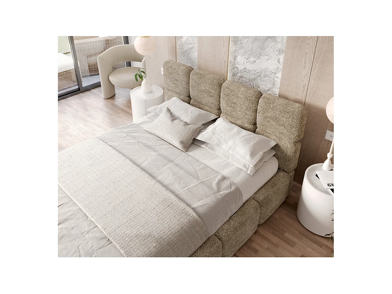 Lit coffre Delicato 140 x 190 cm avec sommier à lattes relevable Beige Foncé