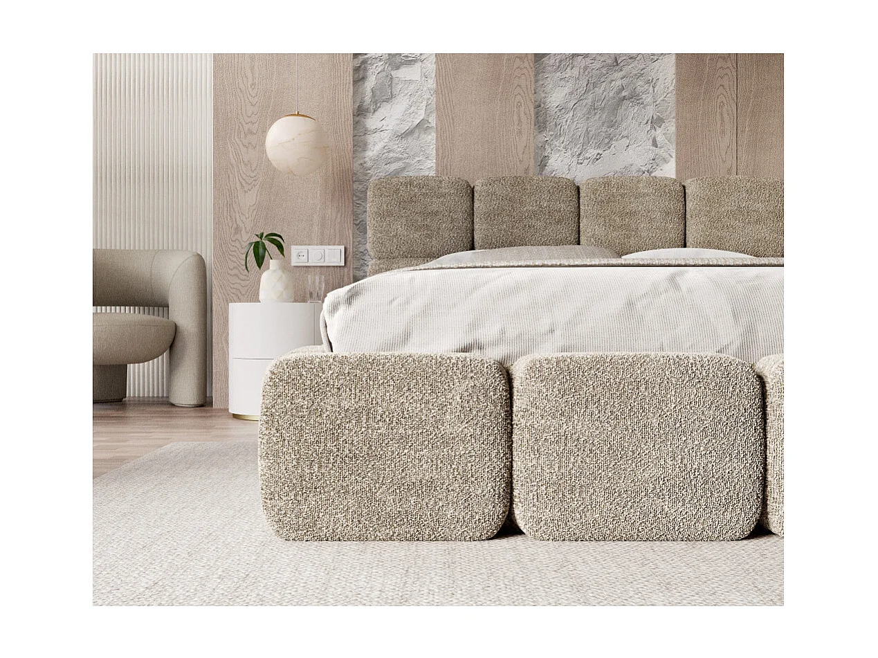 Lit coffre Delicato 140 x 190 cm avec sommier à lattes relevable Beige Foncé