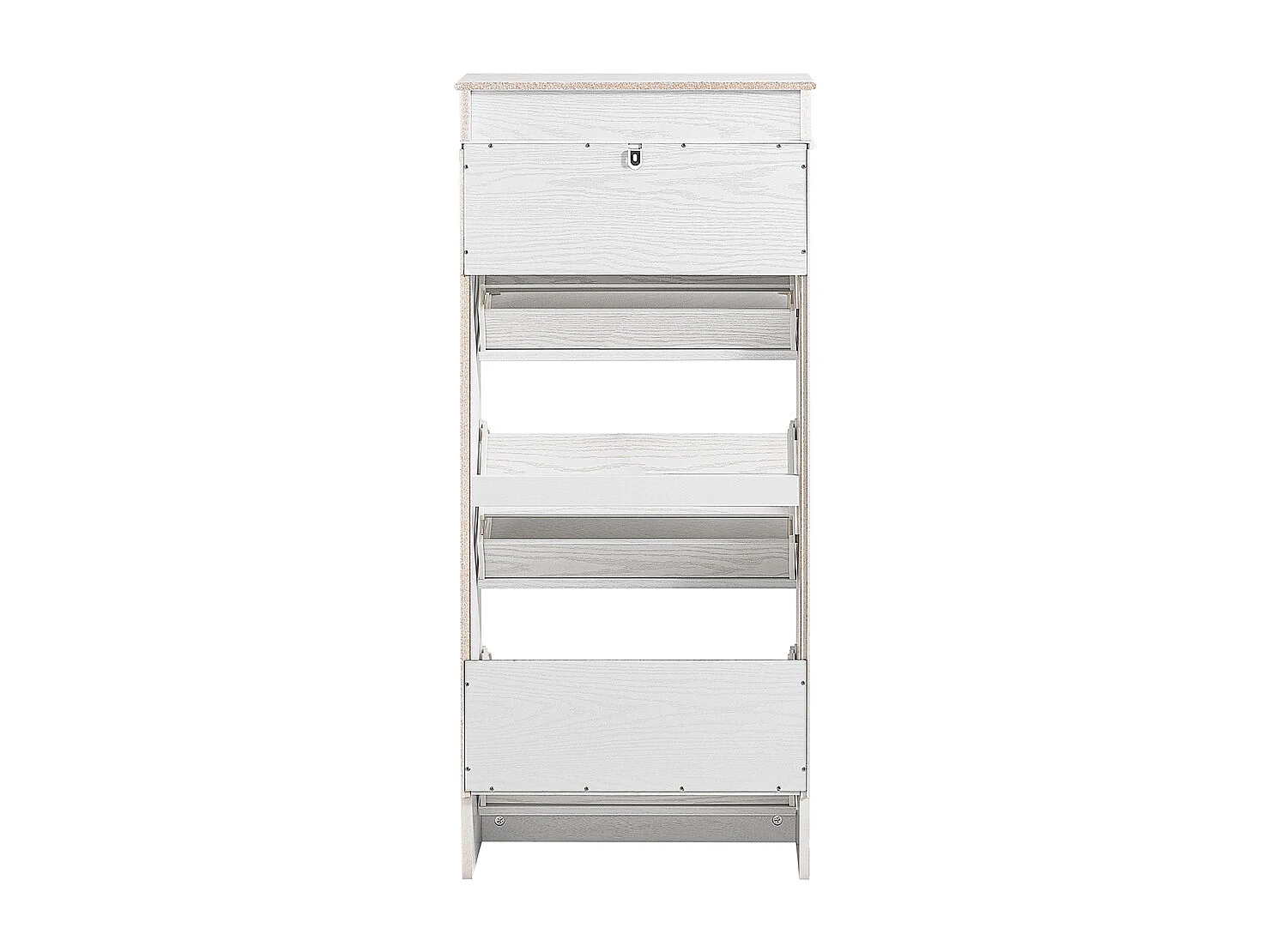 SoBuy Meuble à chaussures compact avec 3 portes pliantes moderne effet bois vieilli blanc 53x24x118cm