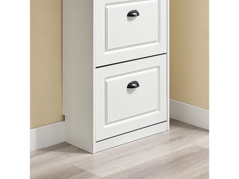 SoBuy Meuble à chaussures compact avec 3 portes pliantes moderne effet bois vieilli blanc 53x24x118cm