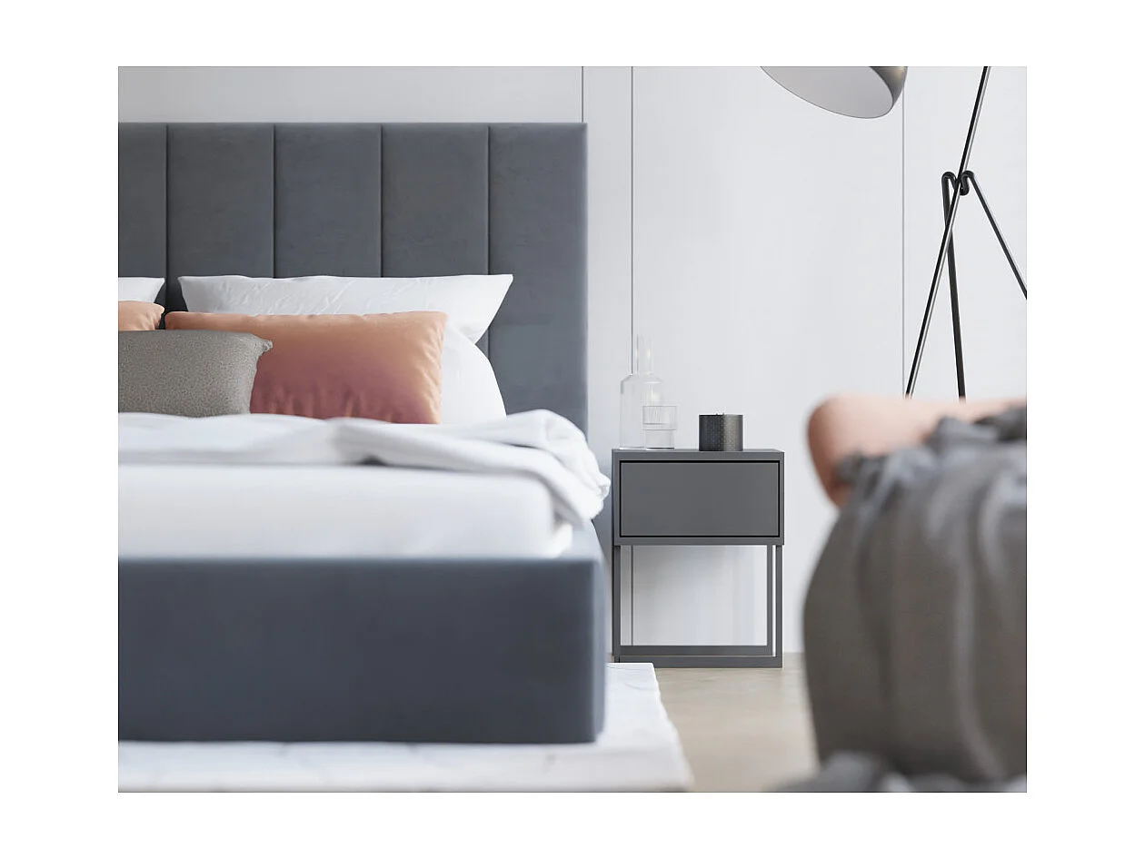 Lit coffre Lorado 140 x 190 cm avec sommier à lattes relevable Gris Foncé