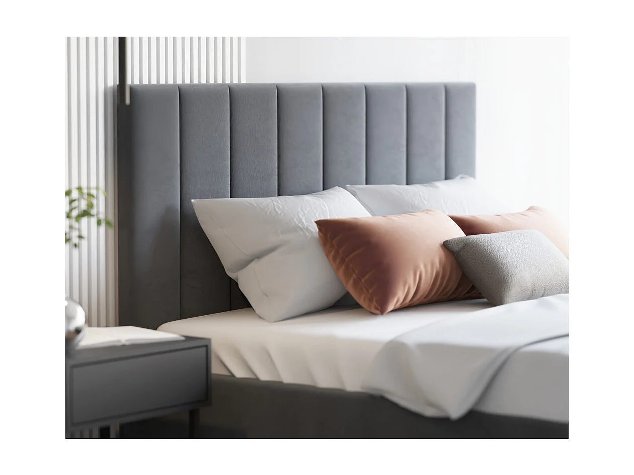 Lit coffre Lorado 140 x 190 cm avec sommier à lattes relevable Gris Foncé