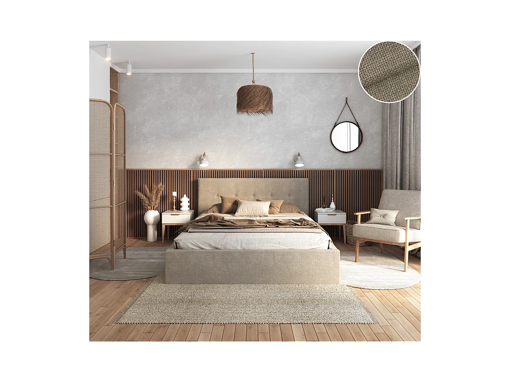 Lit coffre Tolsa 120 x 200 cm avec sommier à lattes relevable Beige Foncé