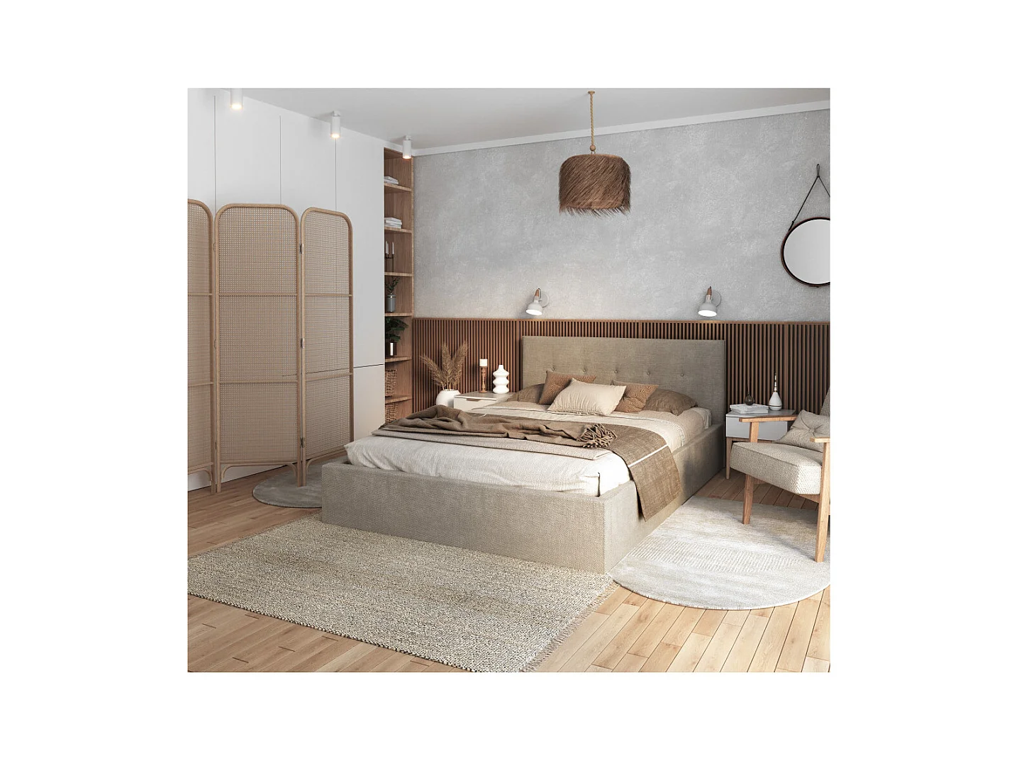 Lit coffre Tolsa 120 x 200 cm avec sommier à lattes relevable Beige Foncé