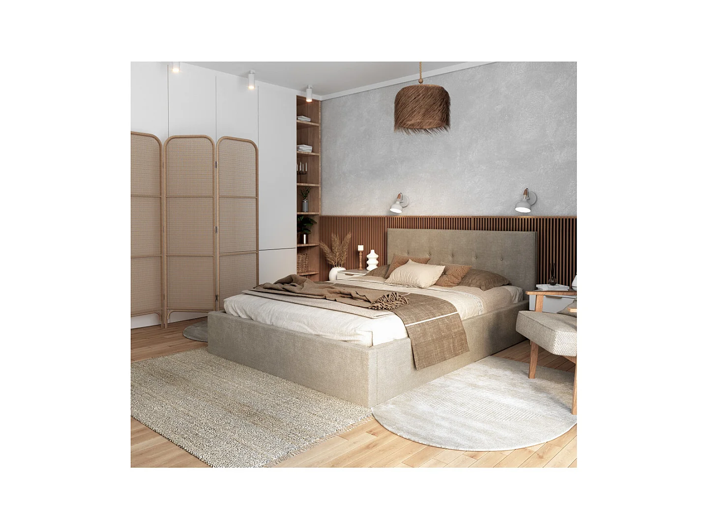Lit coffre Tolsa 120 x 200 cm avec sommier à lattes relevable Beige Foncé