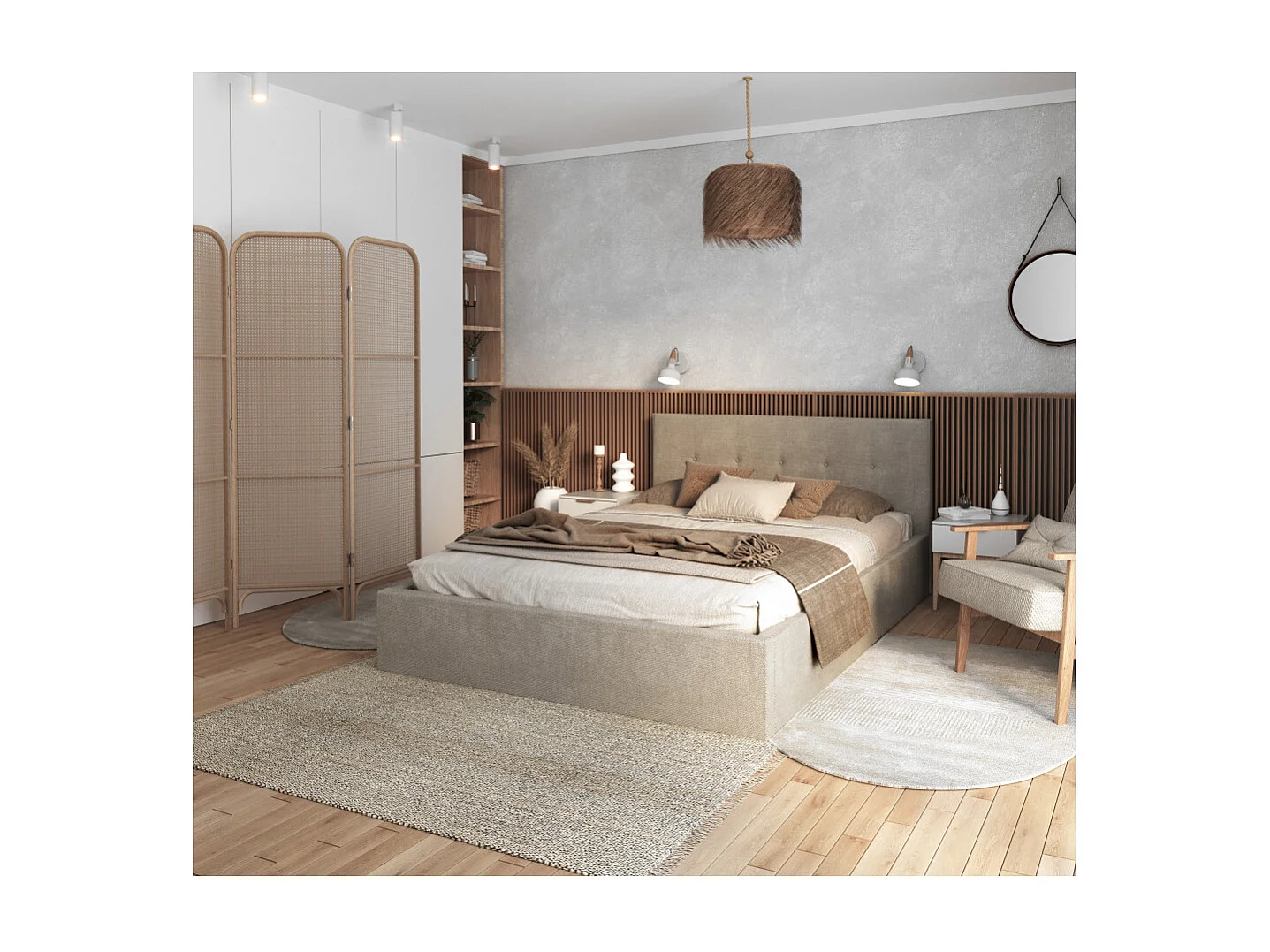 Lit coffre Tolsa 120 x 200 cm avec sommier à lattes relevable Beige Foncé