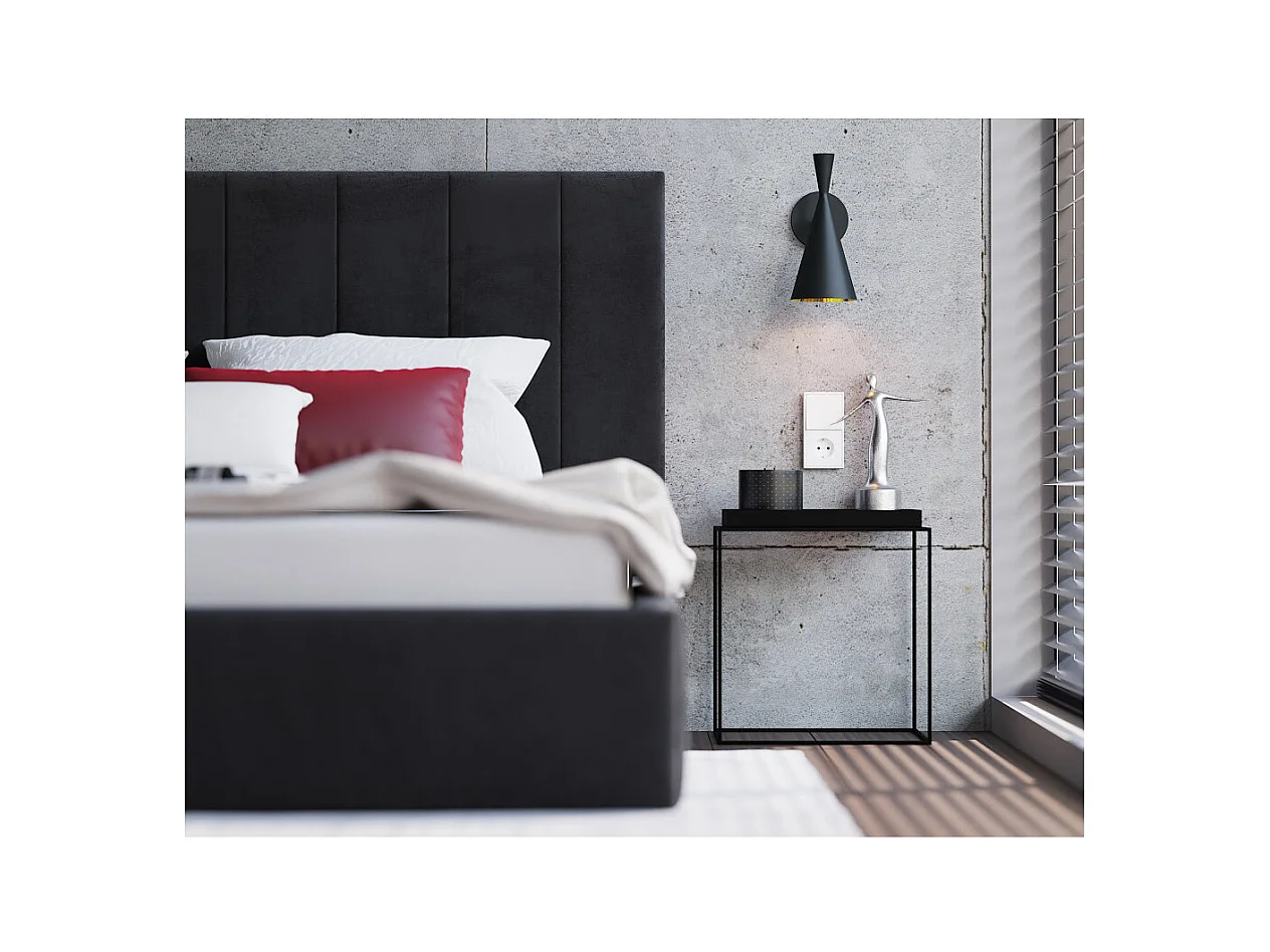 Lit coffre Lorado 140 x 190 cm avec sommier à lattes relevable Noir