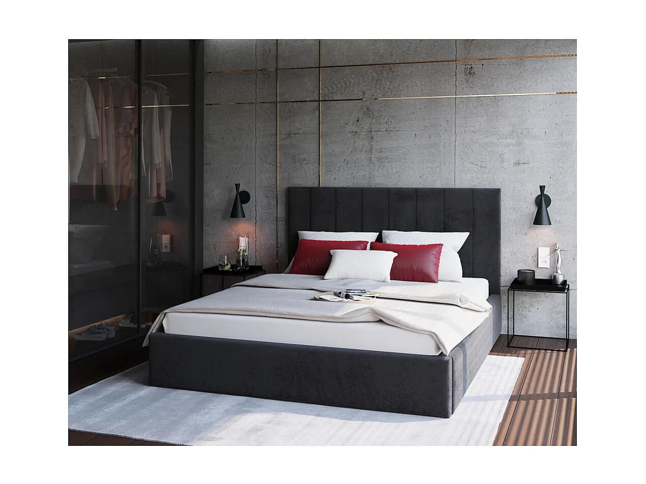 Lit coffre Lorado 140 x 190 cm avec sommier à lattes relevable Noir