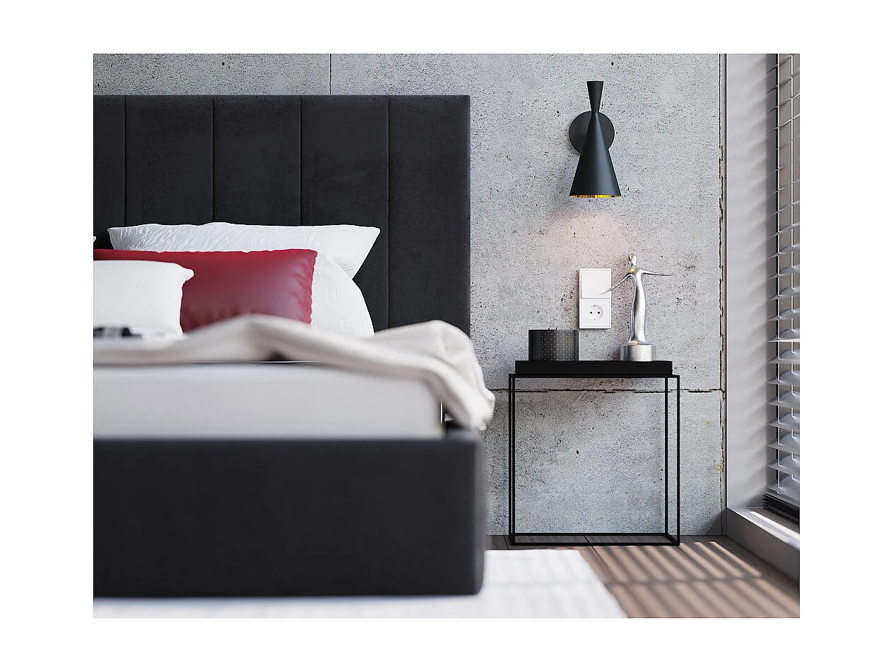 Lit coffre Lorado 140 x 190 cm avec sommier à lattes relevable Noir