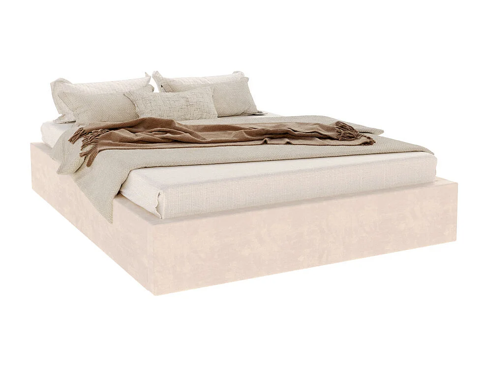 Lit coffre Orlane 180 x 200 cm avec sommier à lattes relevable Crème