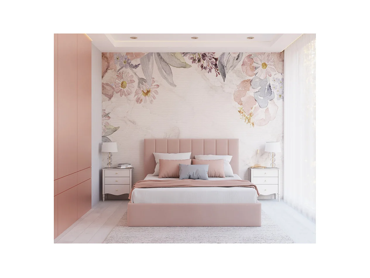 Lit coffre Lorado 140 x 190 cm avec sommier à lattes relevable Rose pâle