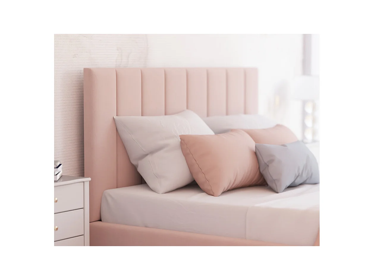 Lit coffre Lorado 140 x 190 cm avec sommier à lattes relevable Rose pâle