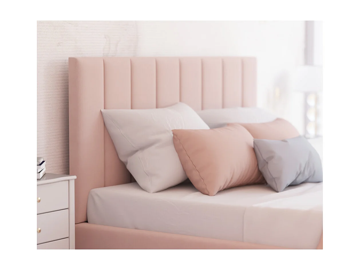 Lit coffre Lorado 140 x 190 cm avec sommier à lattes relevable Rose pâle