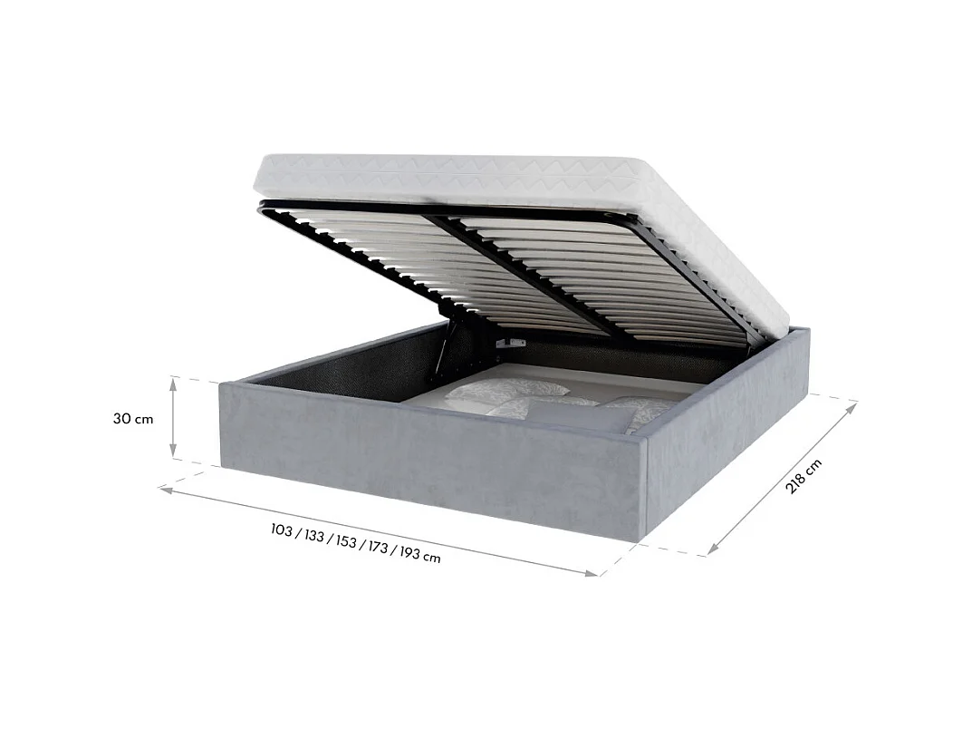 Lit coffre Orlane 140 x 190 cm avec sommier à lattes relevable Gris Foncé