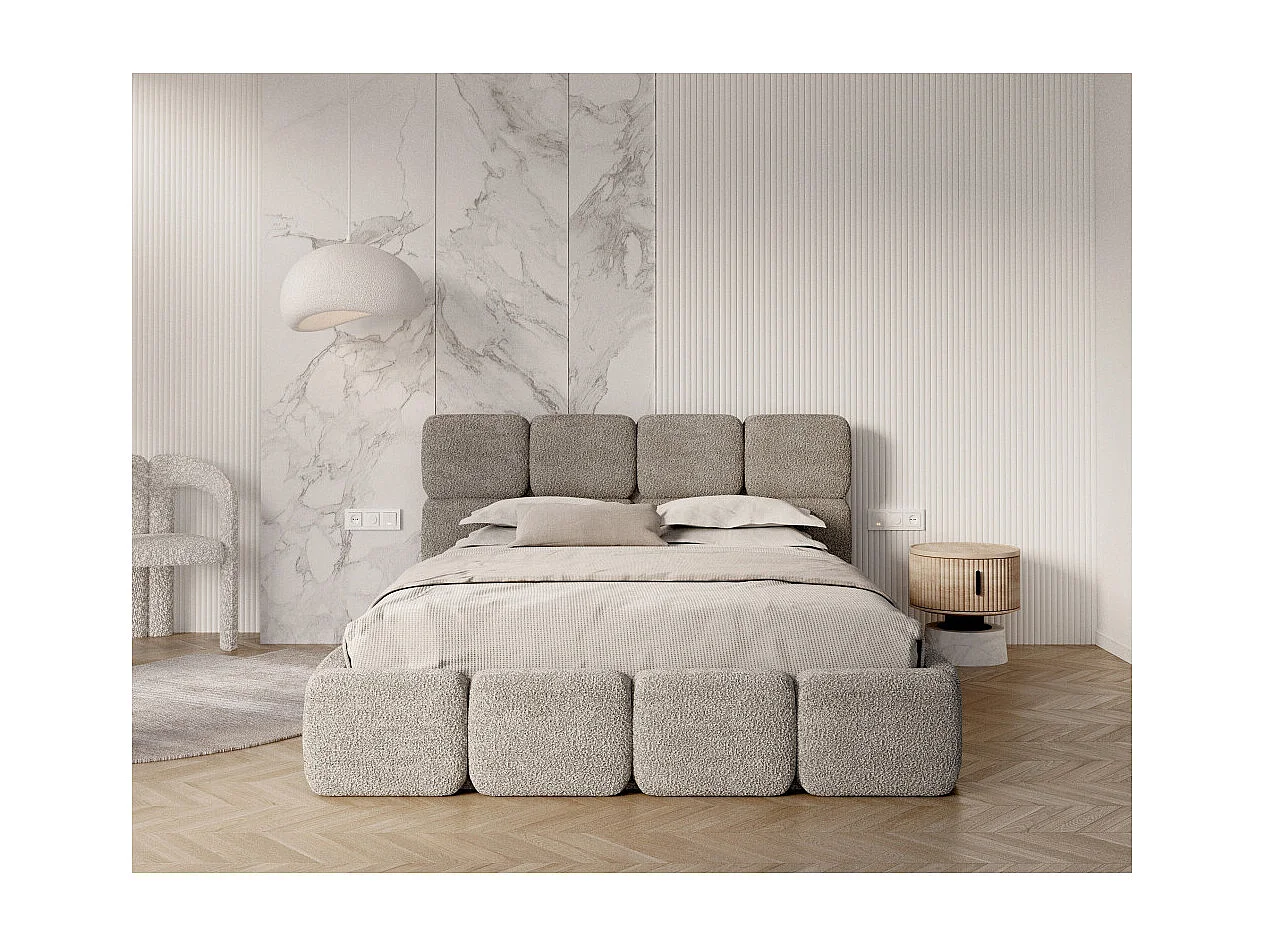 Lit coffre Delicato 160 x 200 cm avec sommier à lattes relevable Gris Clair