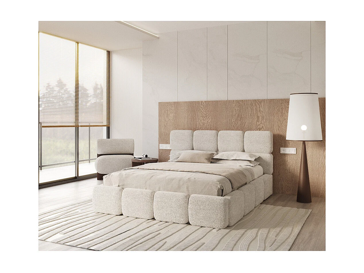 Lit coffre Delicato 160 x 200 cm avec sommier à lattes relevable Blanc