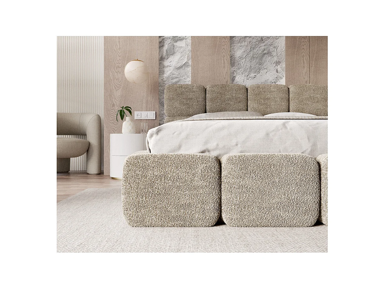 Lit coffre Delicato 180 x 200 cm avec sommier à lattes relevable Beige