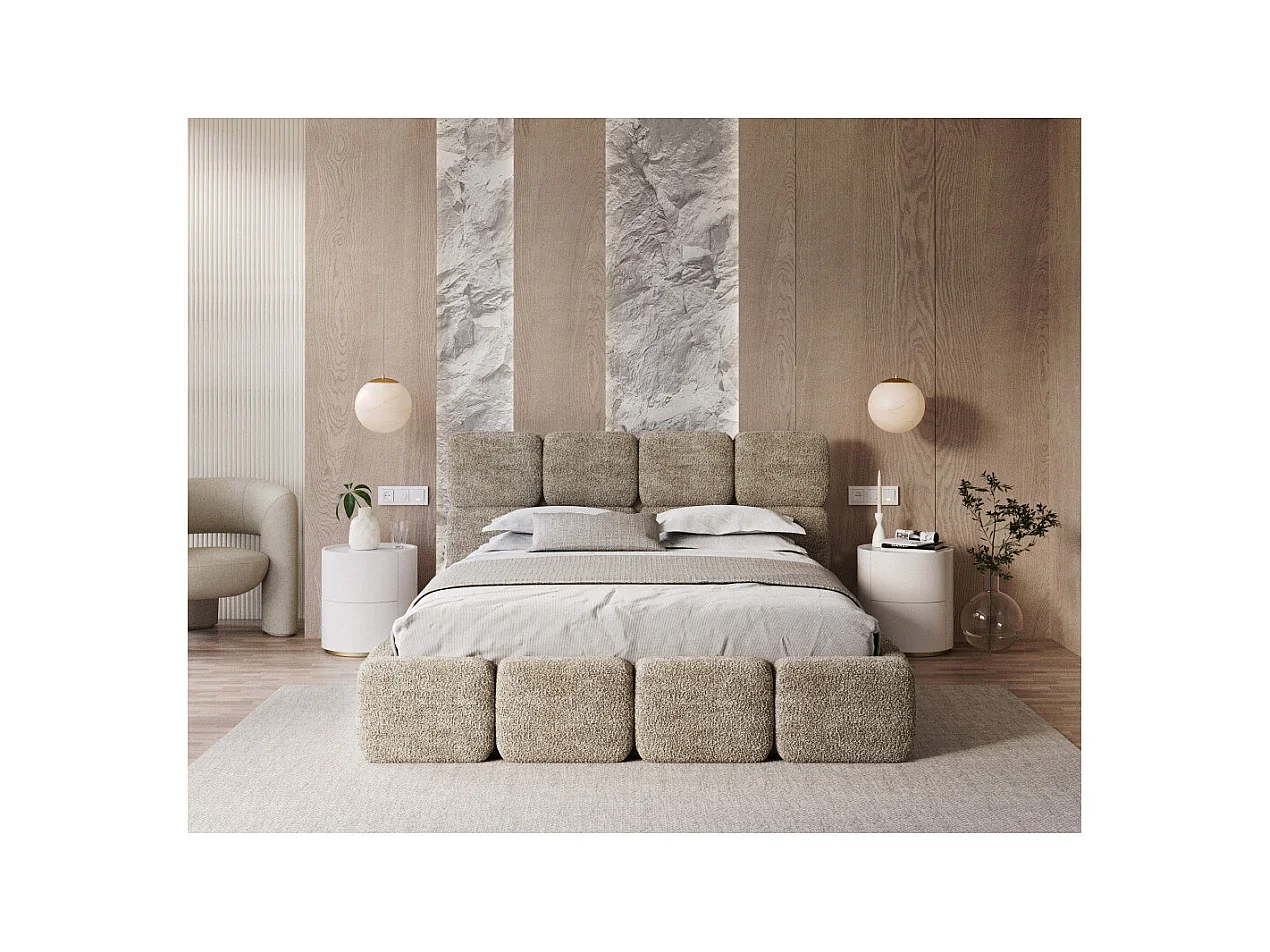 Lit coffre Delicato 180 x 200 cm avec sommier à lattes relevable Beige