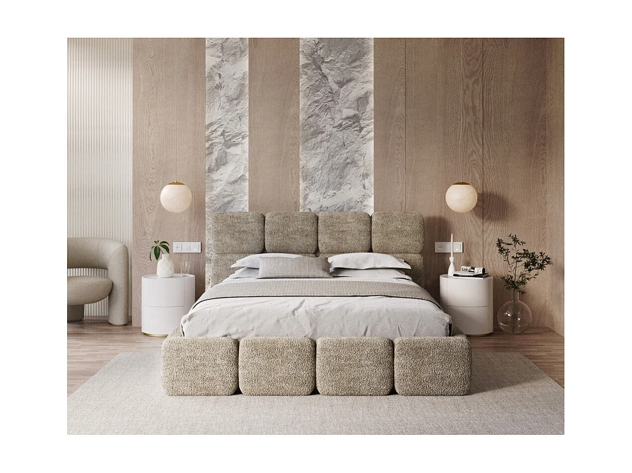 Lit coffre Delicato 180 x 200 cm avec sommier à lattes relevable Beige