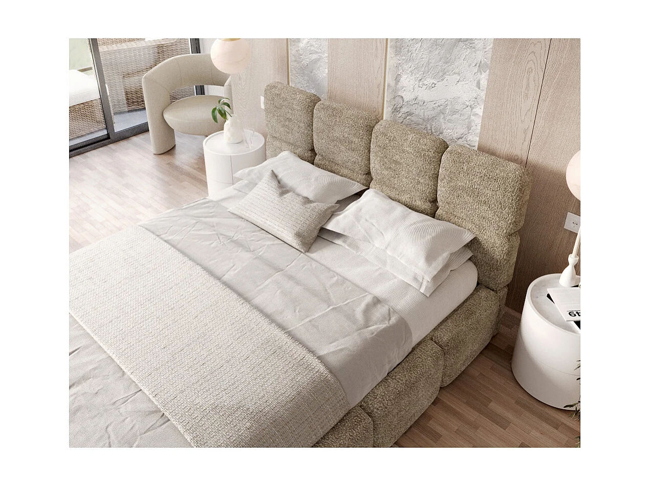 Lit coffre Delicato 180 x 200 cm avec sommier à lattes relevable Beige