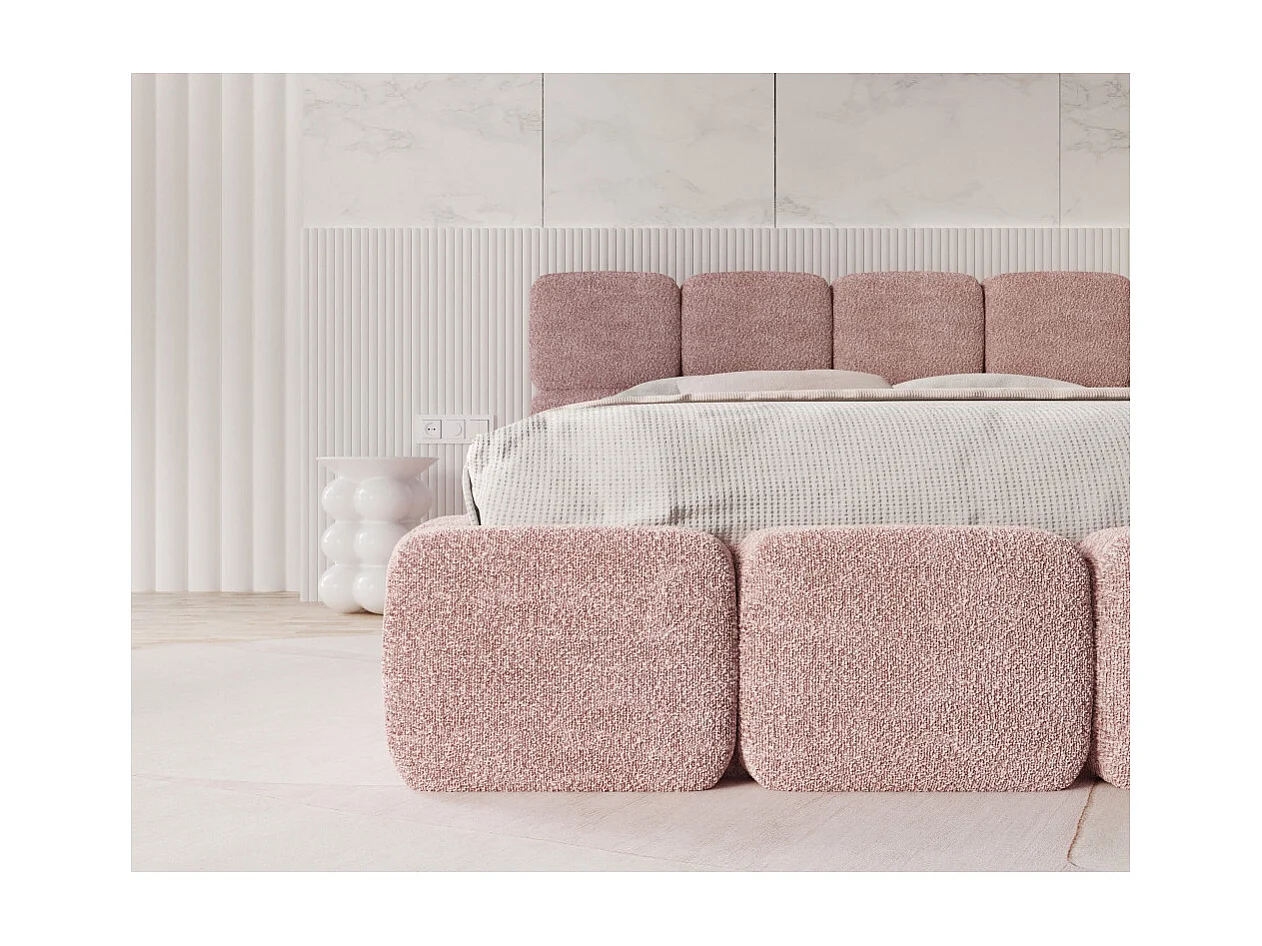 Lit coffre Delicato 160 x 200 cm avec sommier à lattes relevable Rose pâle