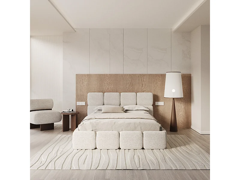 Lit coffre Delicato 140 x 190 cm avec sommier à lattes relevable Blanc