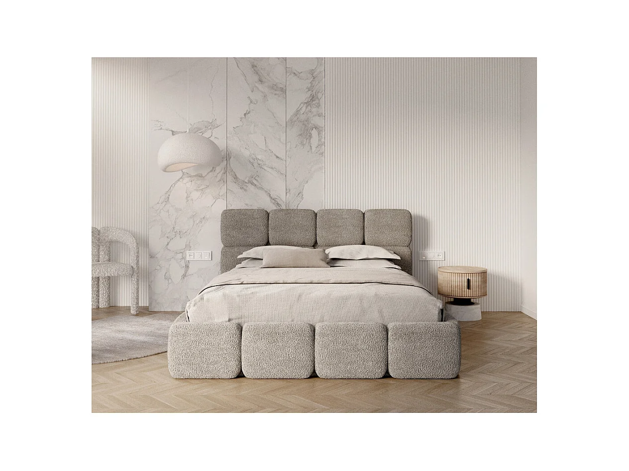 Lit coffre Delicato 180 x 200 cm avec sommier à lattes relevable Gris Clair